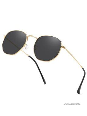 Metal Hexagonal Polarized Sunglasses Small Frame UV400 Lightweight